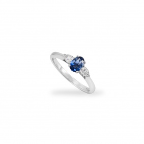 White Gold Sapphire & Diamond Three Stone Ring 0.26ct White Gold Sapphire & Diamond Three Stone Ring 0.26ct